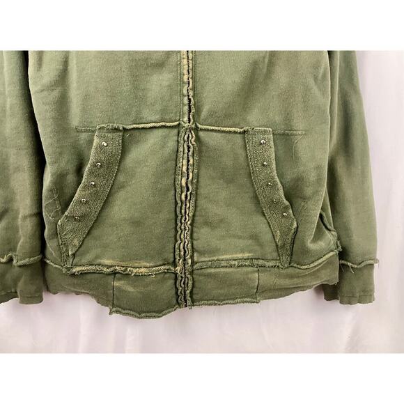 Affliction Green Skull Hoodie Full Zip Light Jacket M Grunge Y2K Distressed Mens - Picture 8 of 16